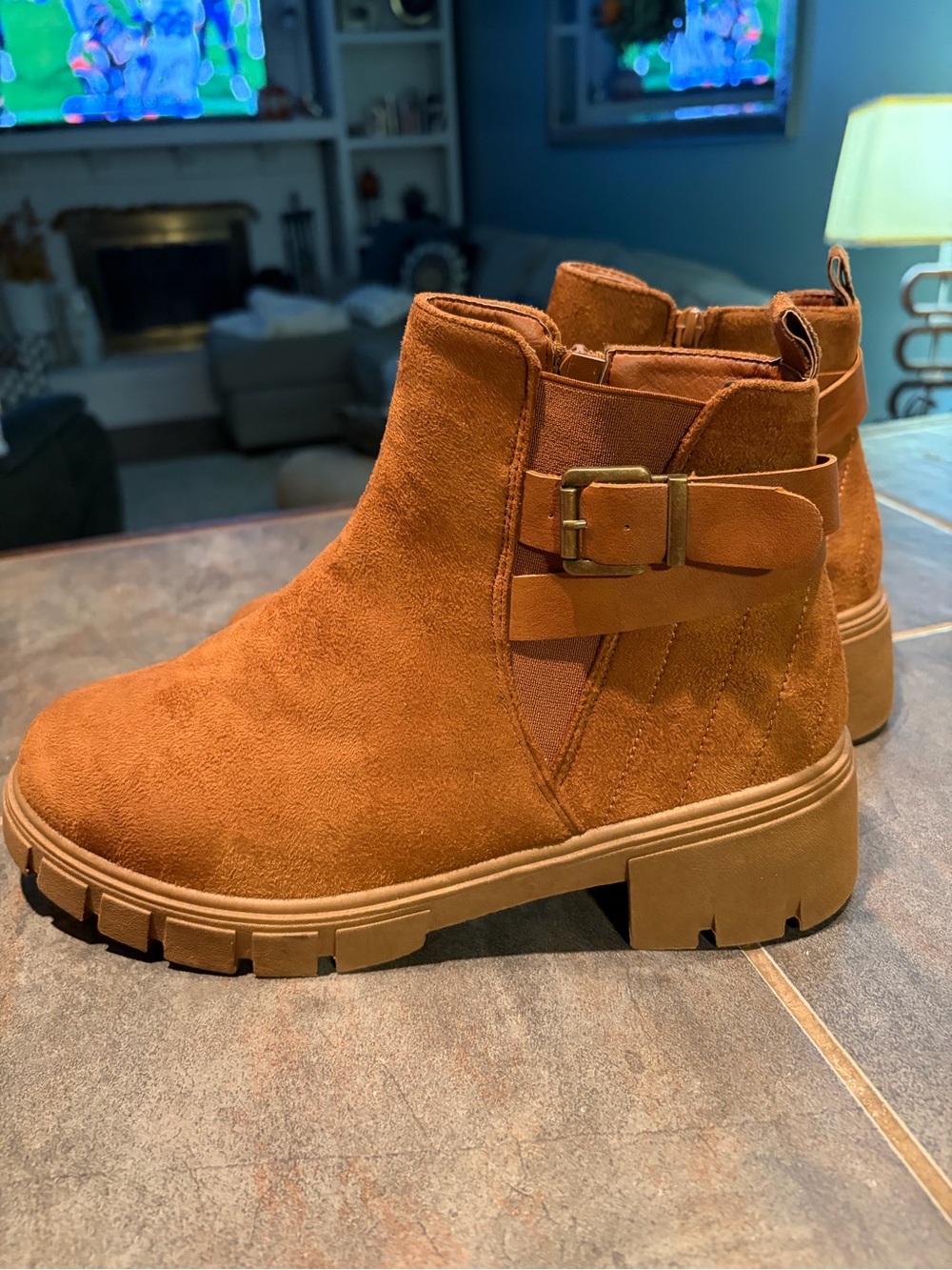 Wanted Suede like Buckle Ankle Boots - Cognac Brown,  like NEW , size 9